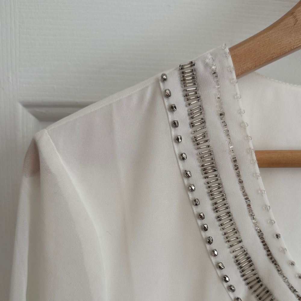Coldwater Creek White Beaded Blouse - Picture 2 of 7